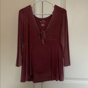 Maroon, quarter sleeve blouse